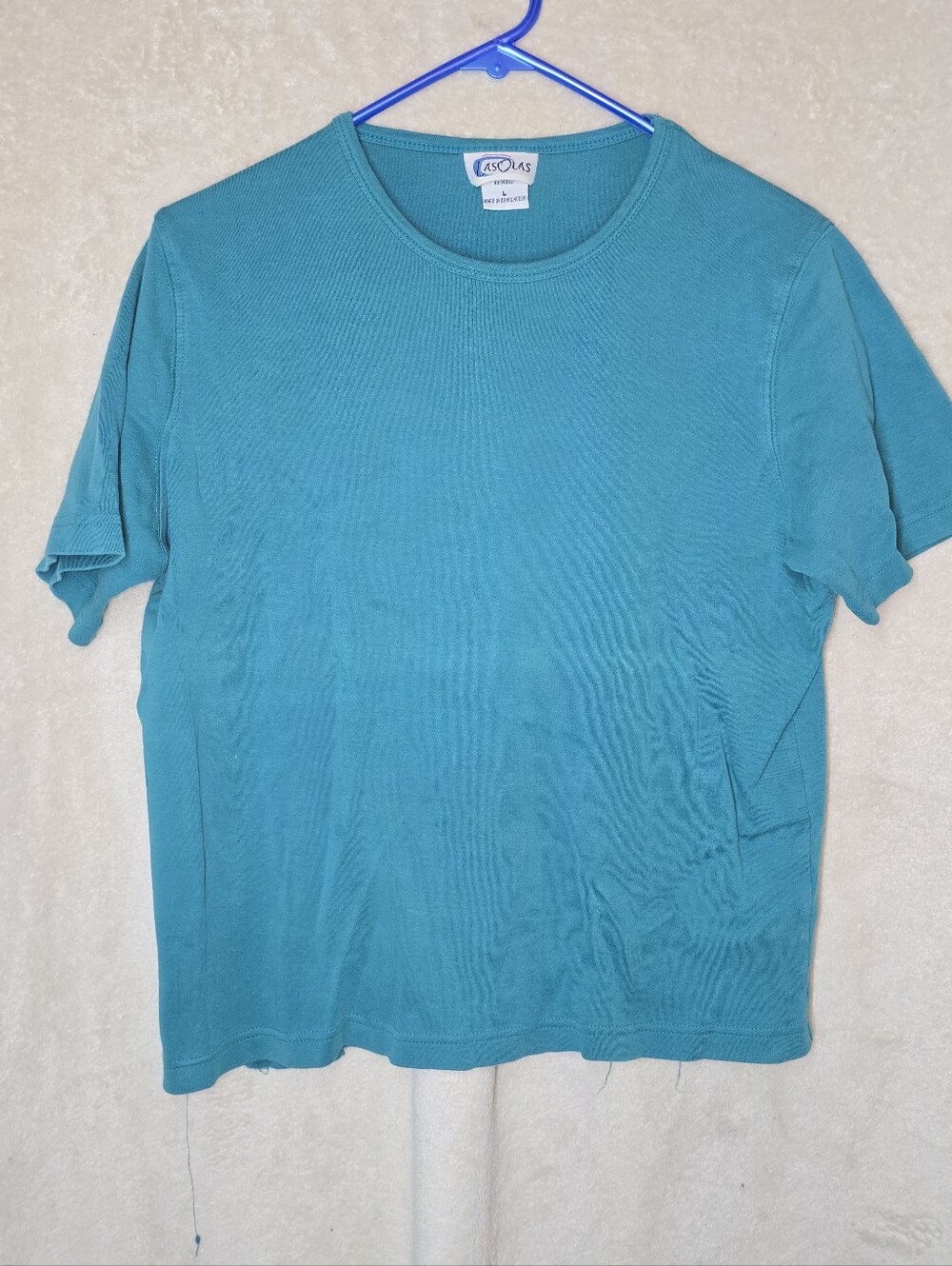LasOlas Teal Blue Crew Neck T-Shirt Large VNTG